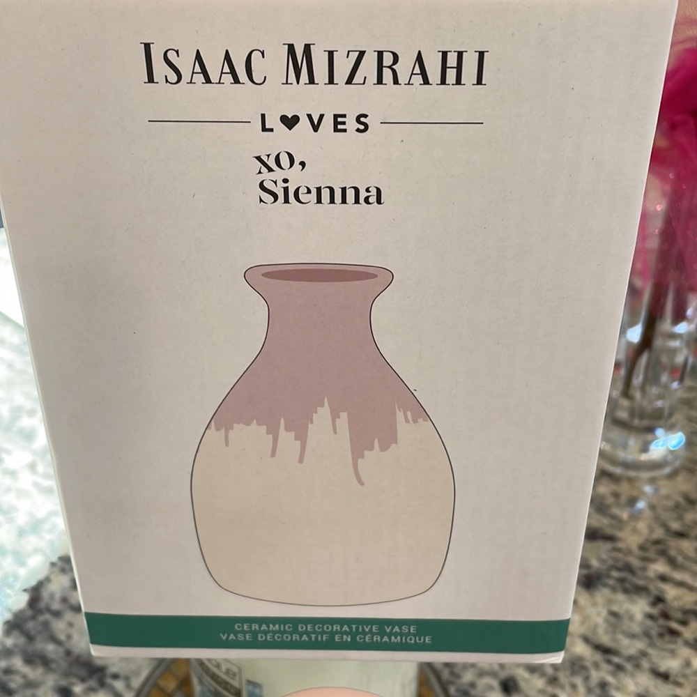 Isaac Mizrahi XO sienna pink ceramic new in box small vase - Picture 3 of 11